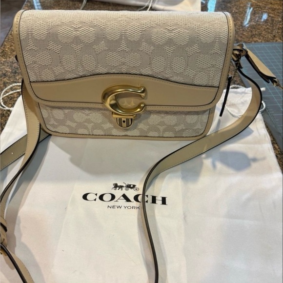 Coach Handbags - Coach Beige and Gold Crossbody Bag